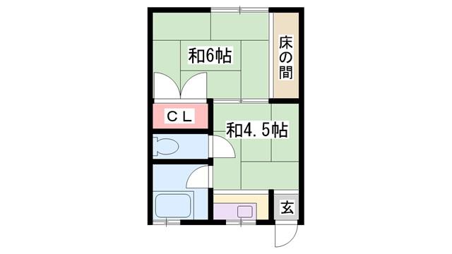 YMコーポ(1K/2階)の間取り写真