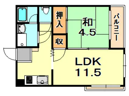 サニーハイツ森北(1LDK/3階)の間取り写真