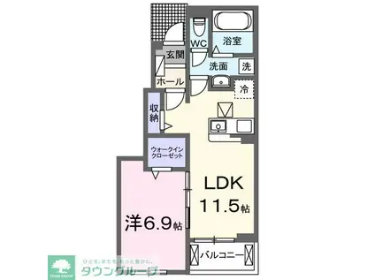 シャーロットタウンVI(1LDK/1階)の間取り写真