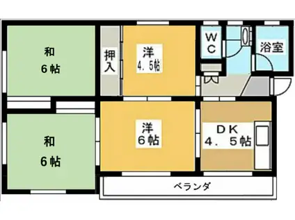 コーポ日置(4DK/3階)の間取り写真