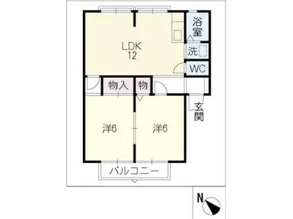 サンビレッジ戸ヶ崎A・B(2LDK/1階)の間取り写真