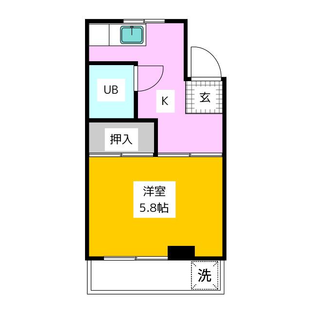 シルクハイツA(1K/3階)の間取り写真