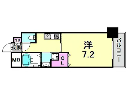 レジデンス神戸グルーブHARBORウエスト(1K/3階)の間取り写真