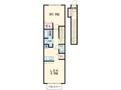 サンフラワーB(1LDK/2階)の間取り写真