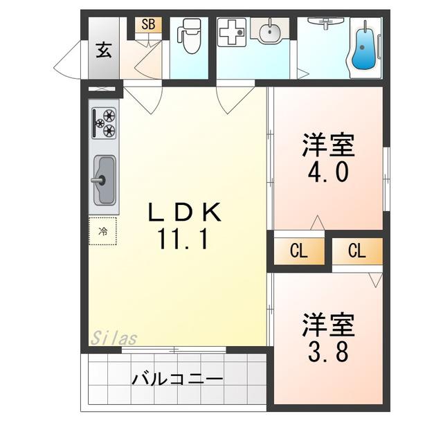 LECLERC IZUMISANOII(2LDK/1階)の間取り写真