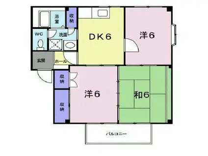 カームネス福山A(3DK/2階)の間取り写真
