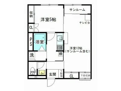 エスペランサ(1LDK/1階)の間取り写真