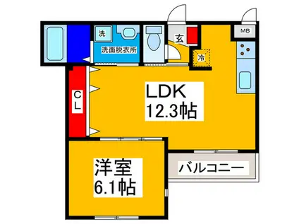 堺市東区高松共同(1LDK/2階)の間取り写真
