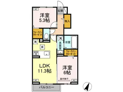 HONEY BEAR B(2LDK/1階)の間取り写真