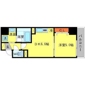 BRAVI南堀江(1DK/6階)の間取り写真