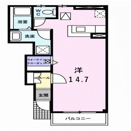 プリムローズ(ワンルーム/1階)の間取り写真