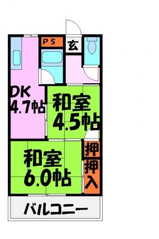 コーポ園明(2DK/2階)の間取り写真