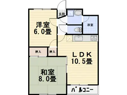 リバティ長永(2LDK/3階)の間取り写真