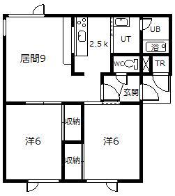 ガーデンパレス神居B(2LDK/1階)の間取り写真