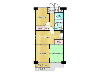 エバーグリーン住之江(3LDK/5階)の間取り写真
