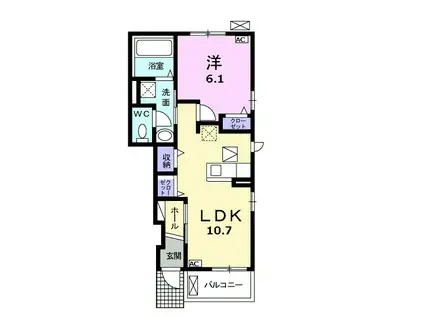 LUKAKU(1LDK/1階)の間取り写真