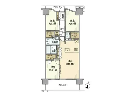 ジオ板橋大山(3LDK/6階)の間取り写真