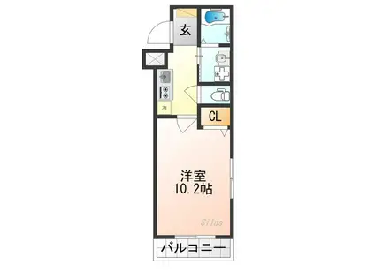 CREST TAPP京都丹波口II(1K/4階)の間取り写真