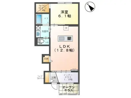 グランリヴィエールII(1LDK/1階)の間取り写真