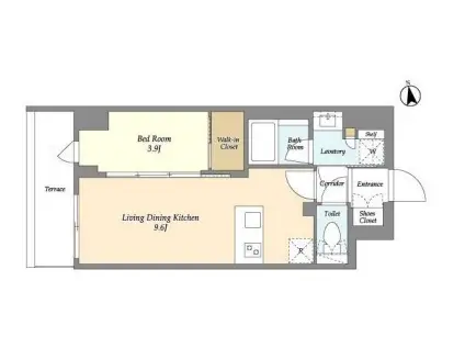 AIFLAT品川戸越パークサイド(1LDK/2階)の間取り写真