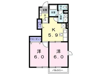 さくらセレッソB(2K/1階)の間取り写真