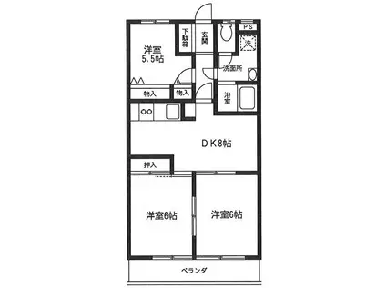 カサバニータ(3DK/2階)の間取り写真