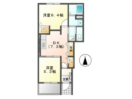 サンライズ I(2DK/1階)の間取り写真