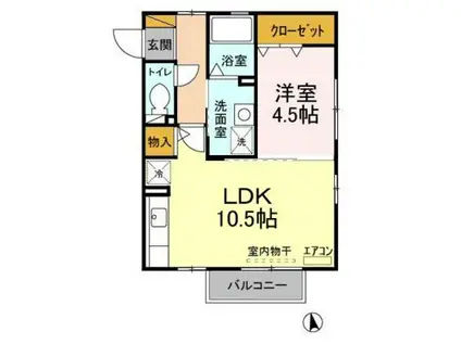 メゾンランコントル(1LDK/1階)の間取り写真