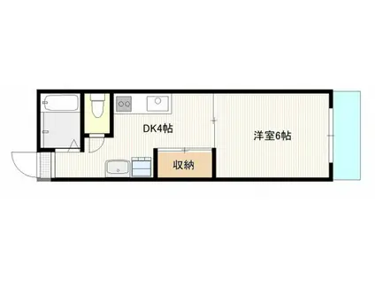 ヴィラ楽々園(1DK/2階)の間取り写真