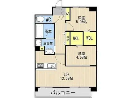 LIBTH光の森II(2LDK/4階)の間取り写真