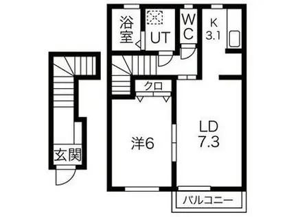アイリス柳原B(1LDK/2階)の間取り写真