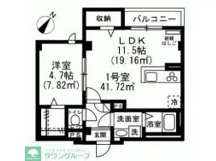 カーサスミレトレス(1LDK/2階)の間取り写真
