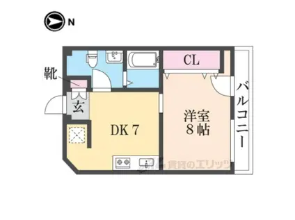 レオンズビル(1DK/8階)の間取り写真