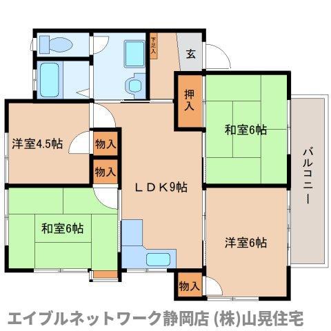 オクモトハイツ(4LDK/1階)の間取り写真