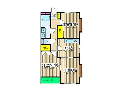 いわさきガーデン(3K/4階)の間取り写真