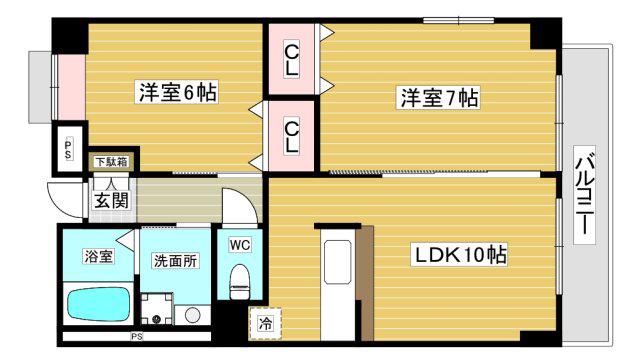 サン・ウエストパレス(2LDK/2階)の間取り写真
