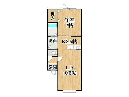 CASA SOLEADAII(1LDK/2階)の間取り写真
