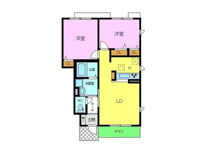 シャーメゾン美原(2LDK/1階)の間取り写真