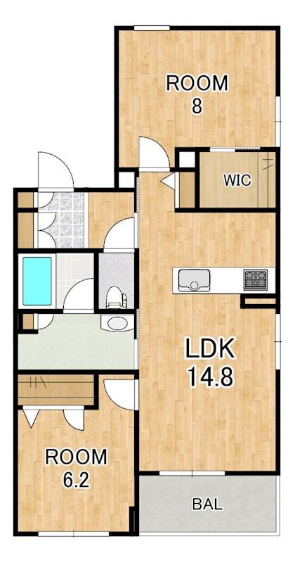 新清館III(2LDK/3階)の間取り写真