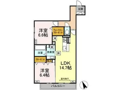 プランドール(2LDK/2階)の間取り写真