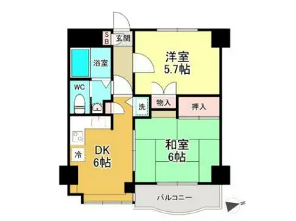 マキシムアイケー6(2DK/1階)の間取り写真