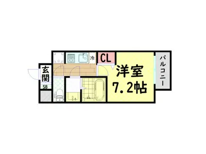 ファステートNAMBA華月(1K/11階)の間取り写真