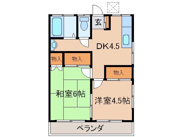 第二みつる荘(2DK/1階)の間取り写真