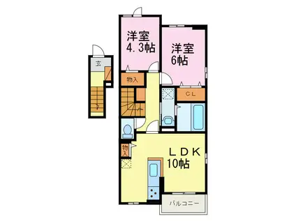 アグレアーブル II(2LDK/2階)の間取り写真