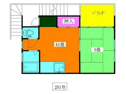 マエザワハイツ(1DK/3階)の間取り写真