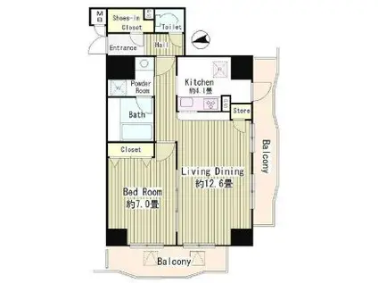 アルブル高輪(1LDK/3階)の間取り写真