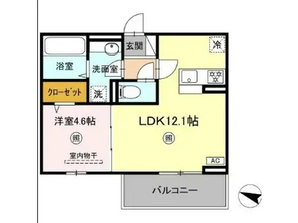 MER行事 A棟(1LDK/2階)の間取り写真