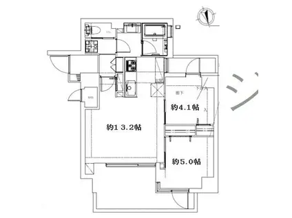 ミリアレジデンス上野松が谷(2LDK/4階)の間取り写真