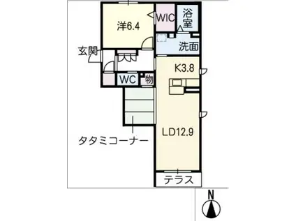 シャーメゾン プレザント(1LDK/1階)の間取り写真