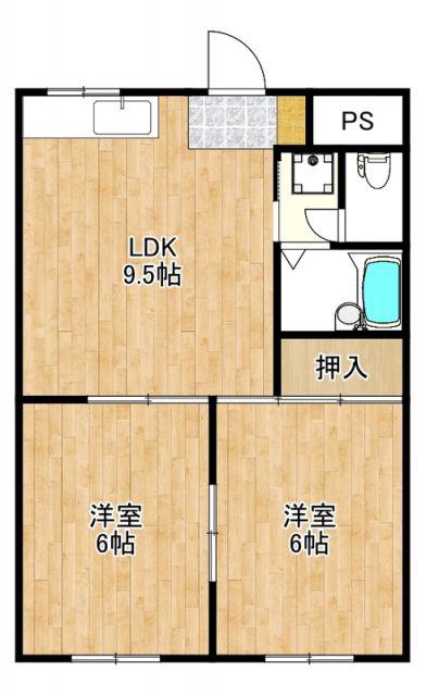 モンシェール志津II(2LDK/2階)の間取り写真